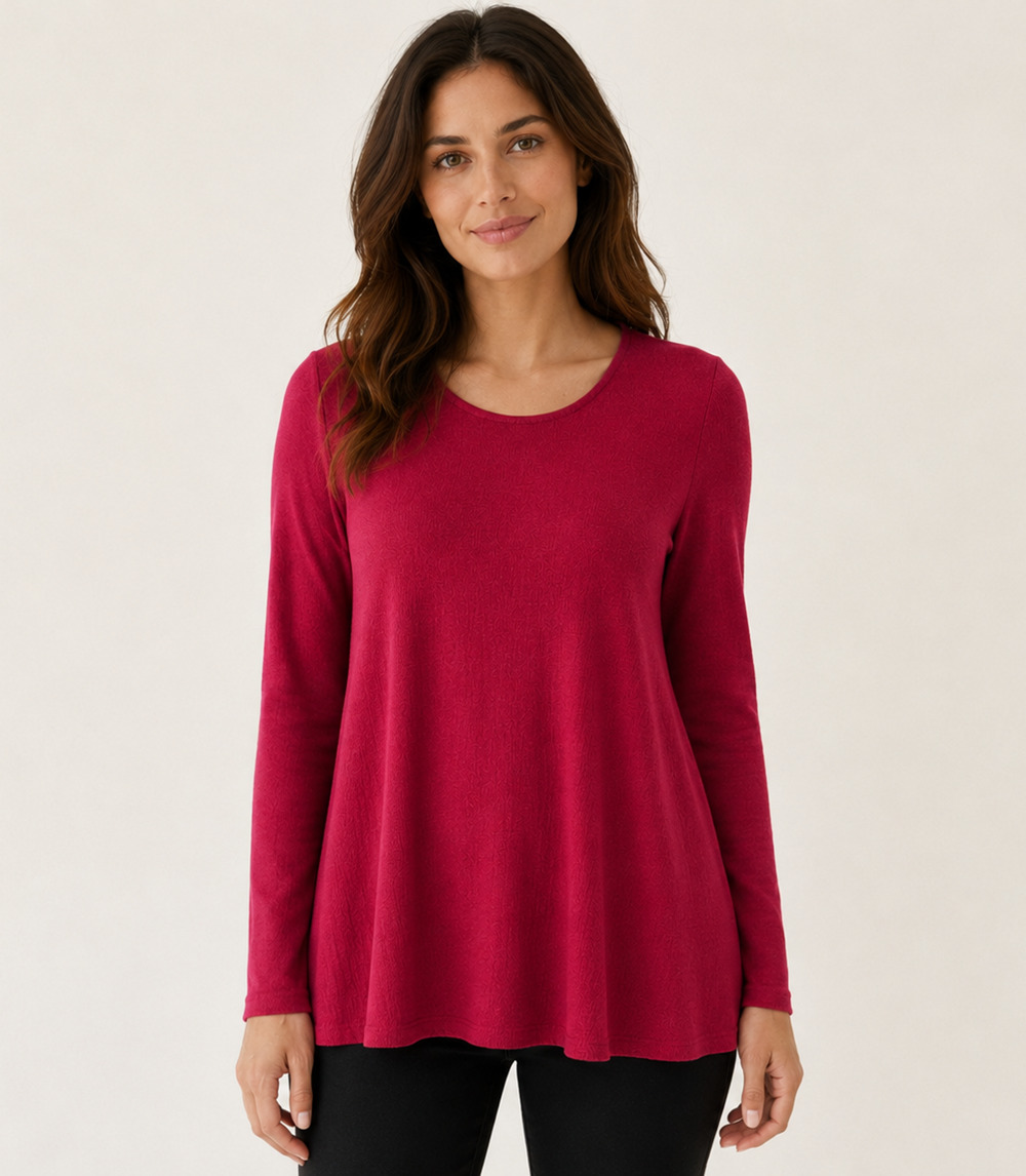 Eileen Fisher Silk Blend Tunic Sweater Womens Small Red Minimalist Casual F18SYV